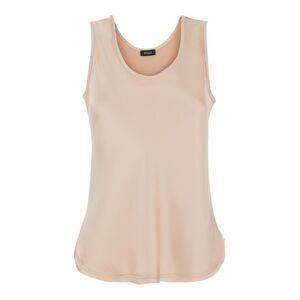 Plain Women Pink Sleeveless Top With Round Neck In Satin Woman